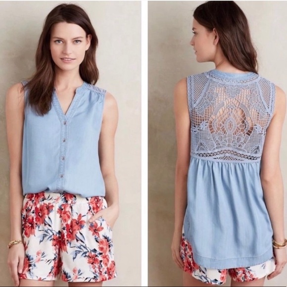 Anthropologie Tops - Antro holding horses Lorna chambray too size 4